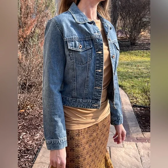 GAP Vintage Y2K Cropped Denim Jacket SZ S! EUC! - Picture 5 of 16